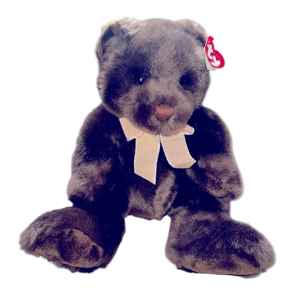 NWT Ty Dark Brown Plush Bear with Bow